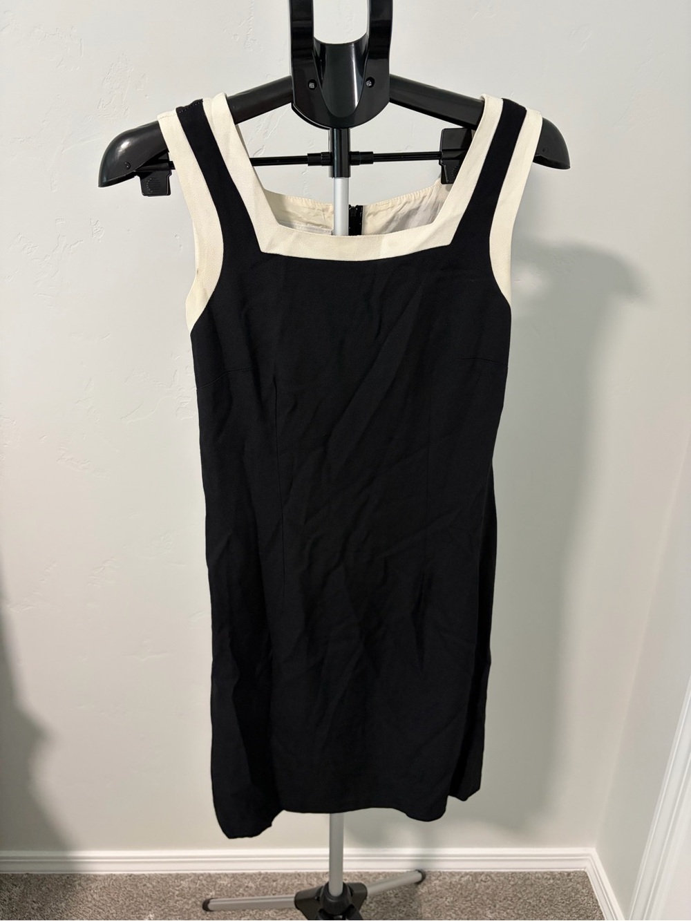 Allyson II San Francisco Women's Black Dress with Cream Trim Square Neck Medium